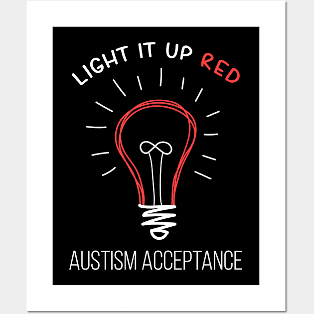 Light it Up RED Instead Acceptance of Autism Wall Art by stuffbyjlim